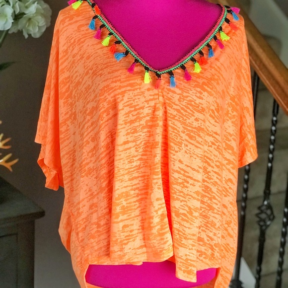 Orange High Lo Fringe Tunic - Picture 1 of 2